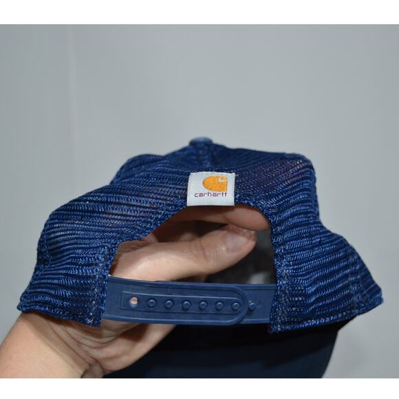 Carhartt High Profile 100% Cotton Dunmore Moisture Wicking Blue Hat - Picture 3 of 9